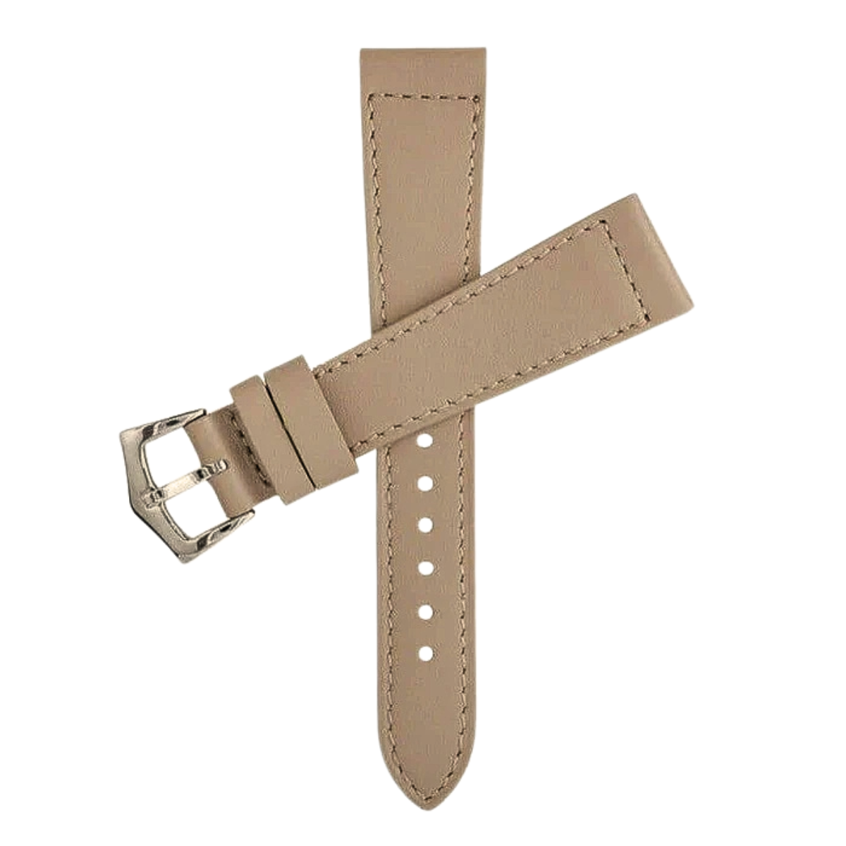 Dark Taupe Calfskin Leather Watch Strap Box Stitches