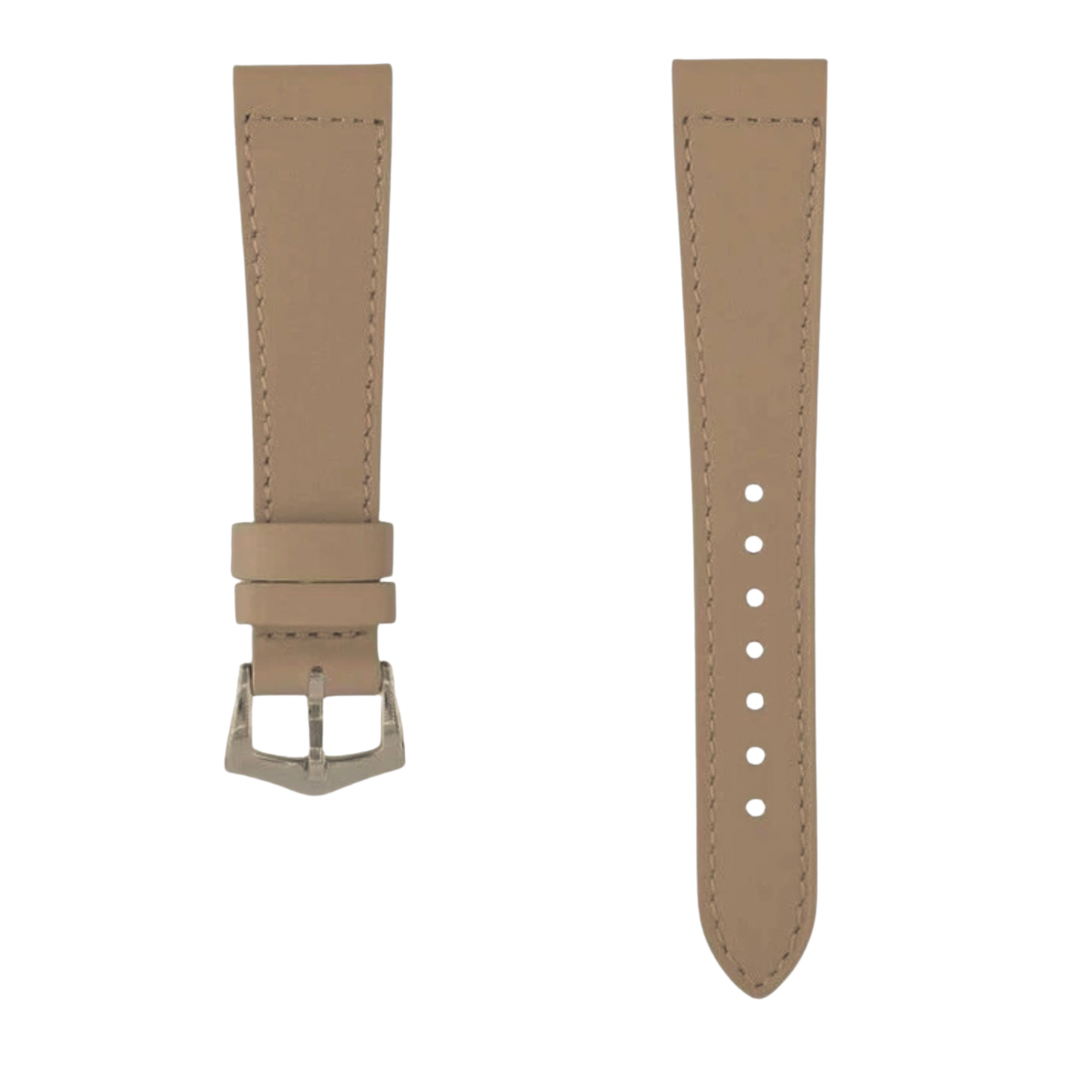 Dark Taupe Calfskin Leather Watch Strap Box Stitches