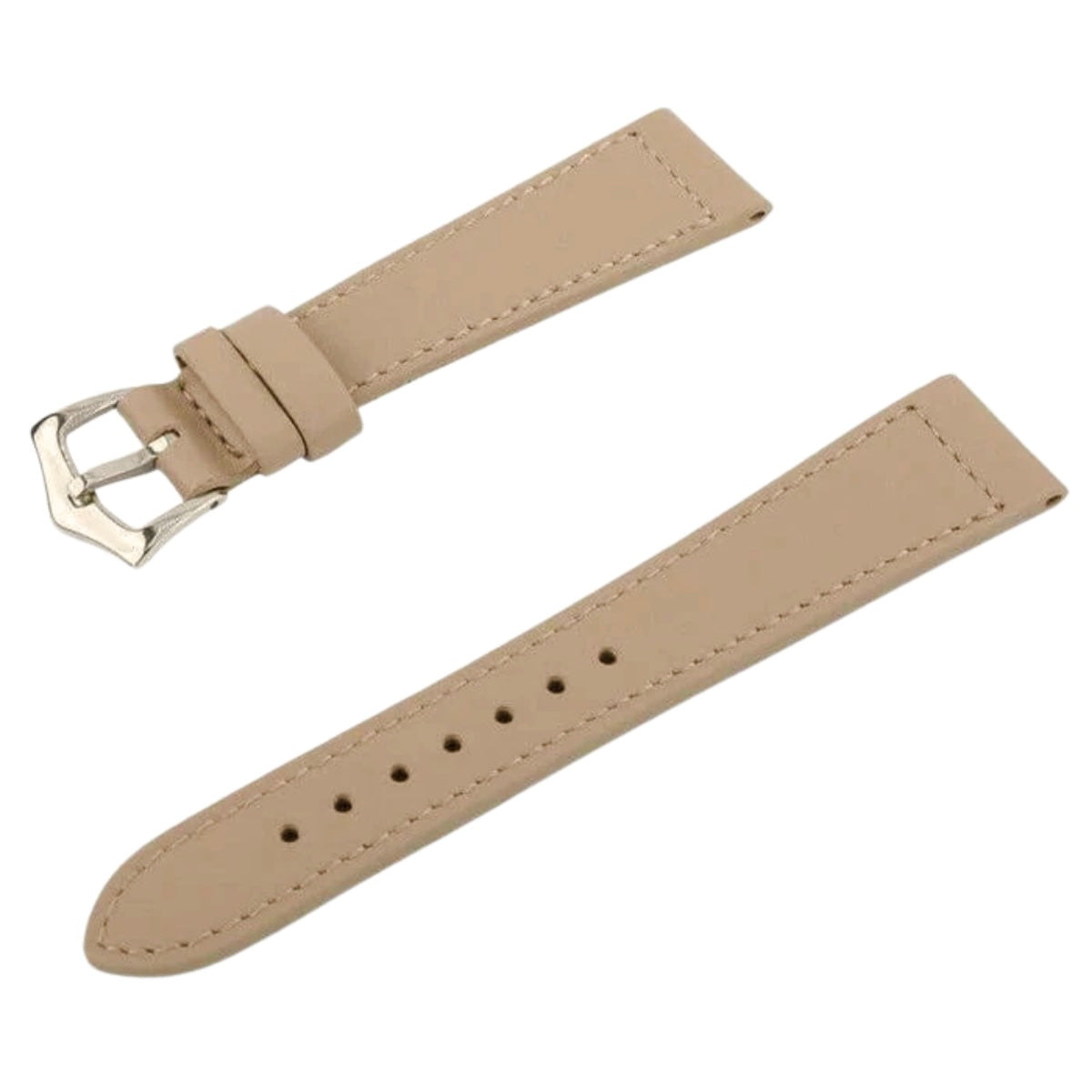 Dark Taupe Calfskin Leather Watch Strap Box Stitches