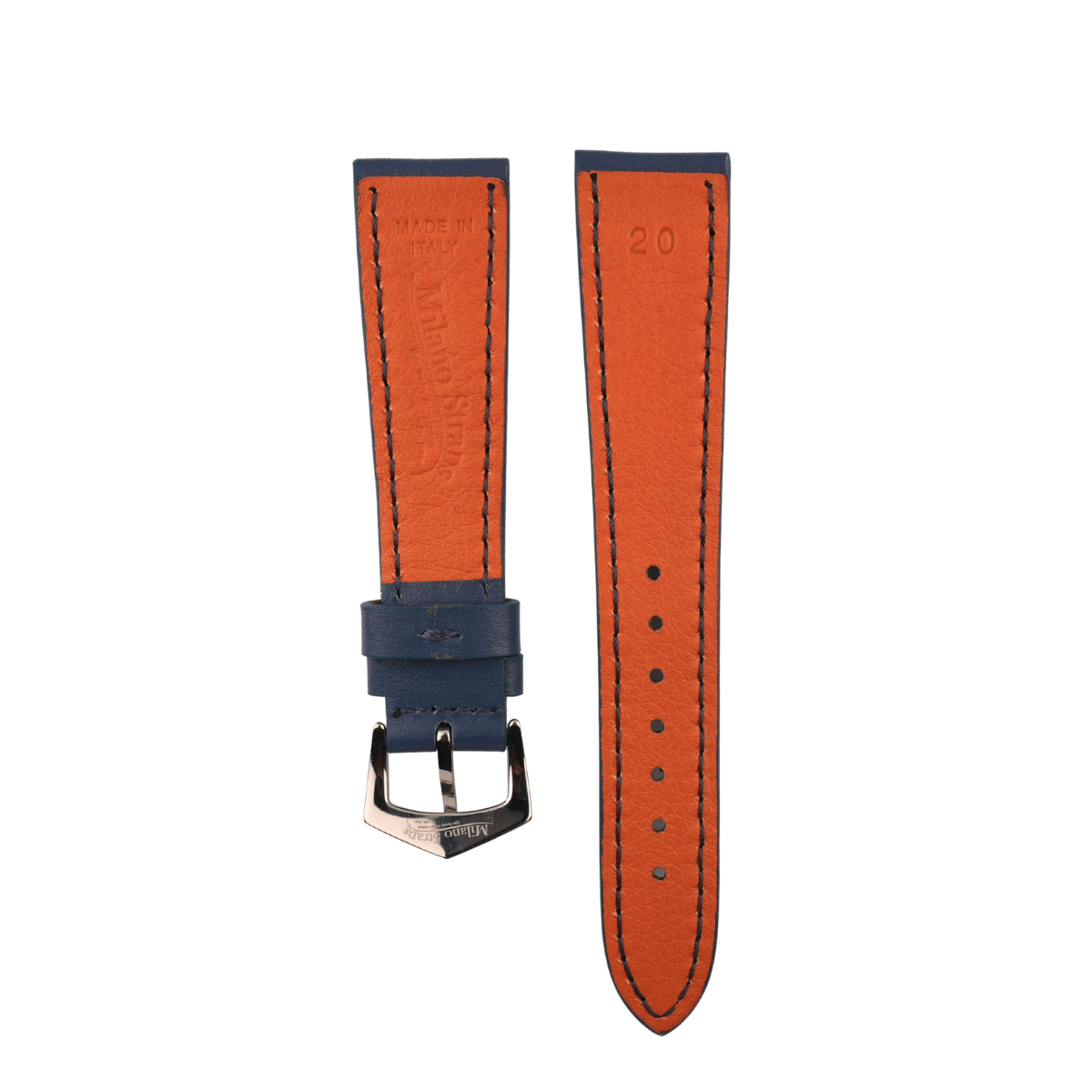 Denim Calfskin Leather Watch Strap Sides Stitches