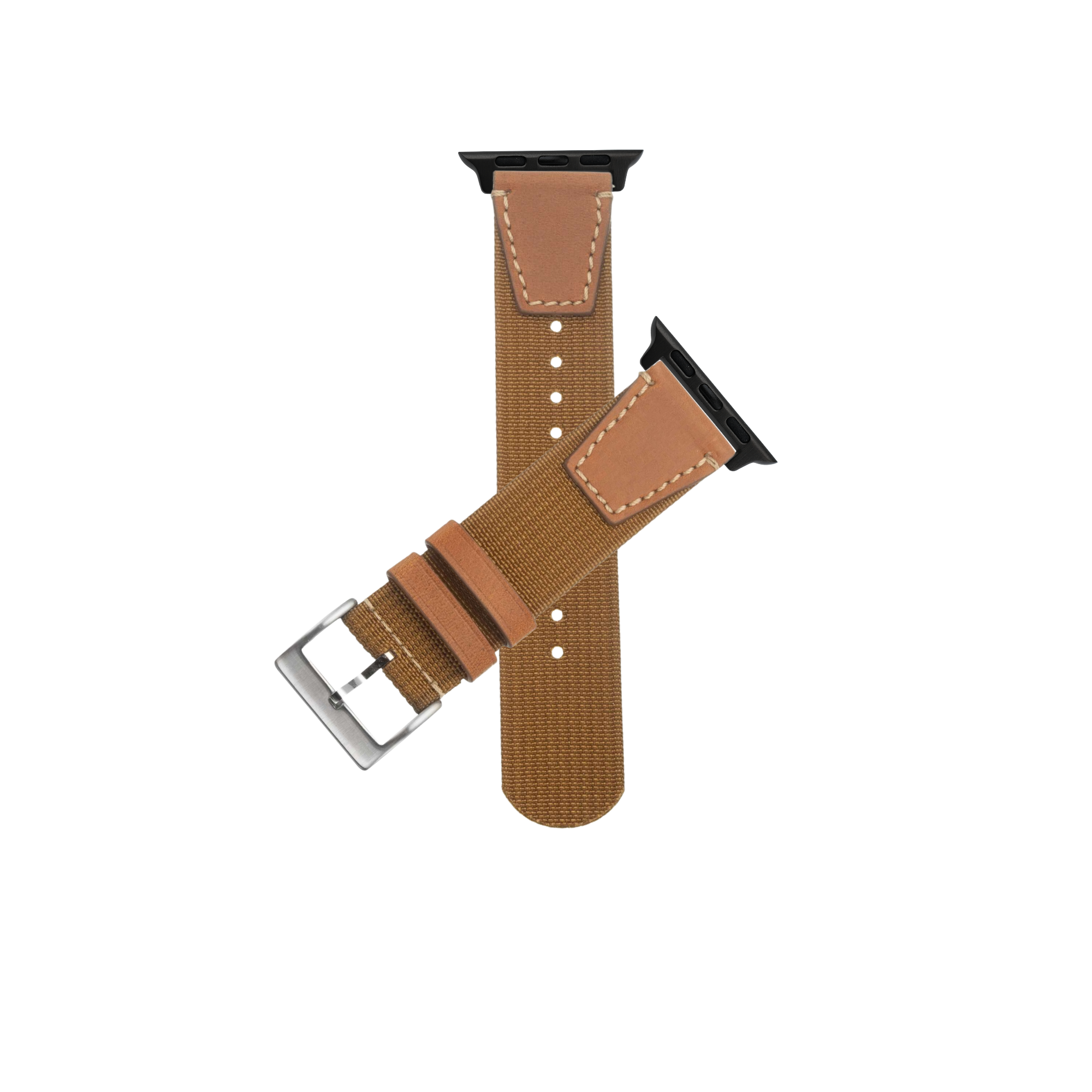 Apple Watch Leather Nylon Military Khaki  Band