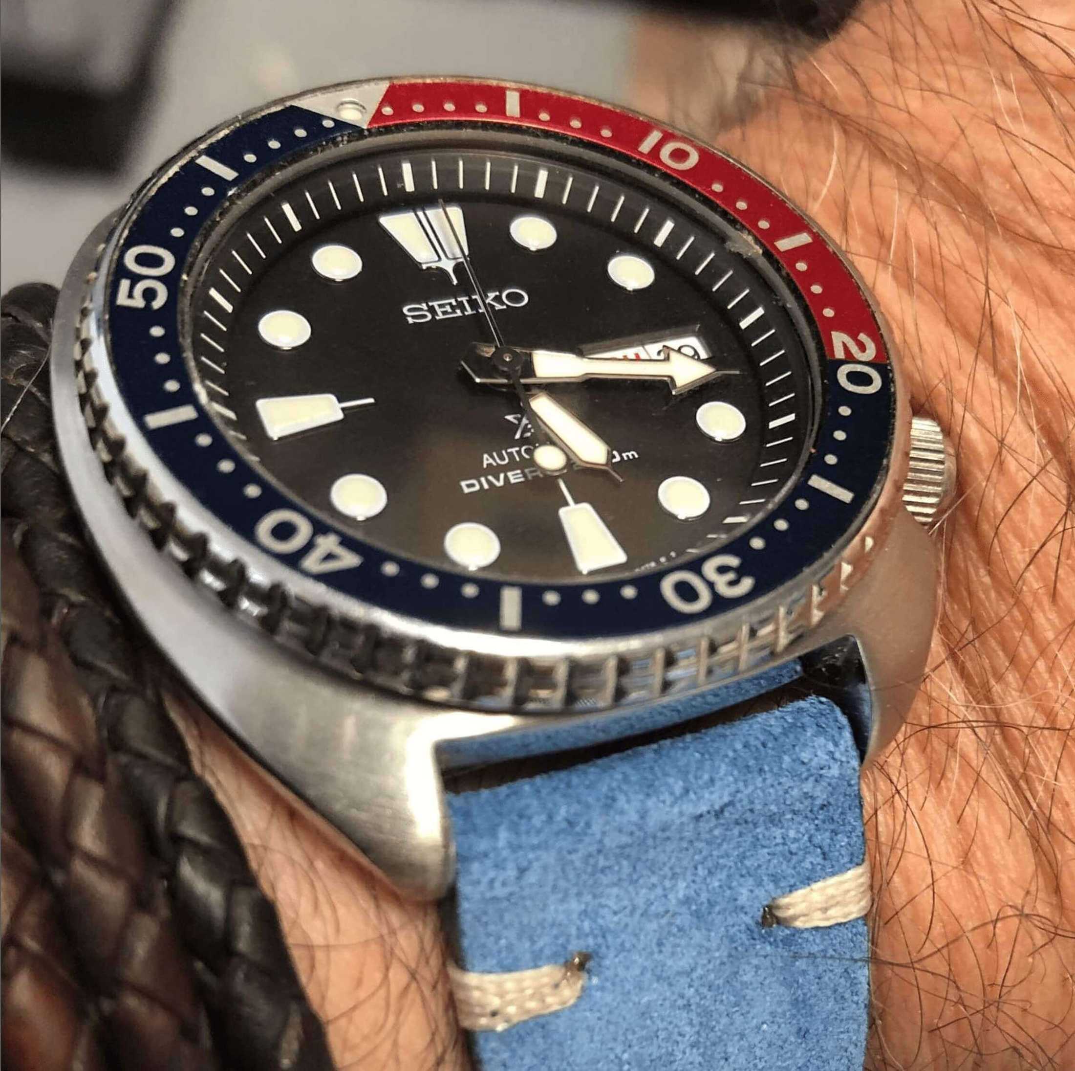 Light Blue Suede Vintage Leather Watch Strap - Suede strap- Milano Straps
