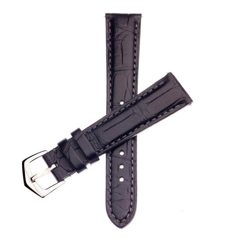 Matt Black Alligator Watch Strap - Alligator Strap- Milano Straps