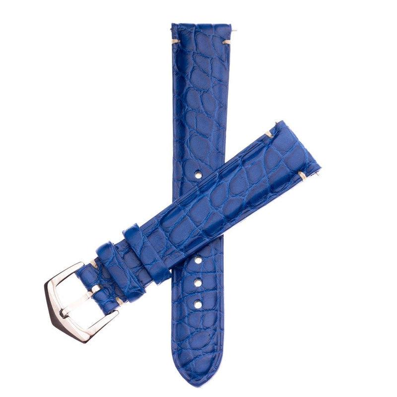 Matt Light Blue Alligator Minimal Stitches Watch Strap - Alligator Strap- Milano Straps