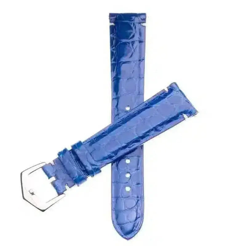 Millenium Light Blue Minimal Stitches Alligator Watch Strap - Alligator Strap- Milano Straps