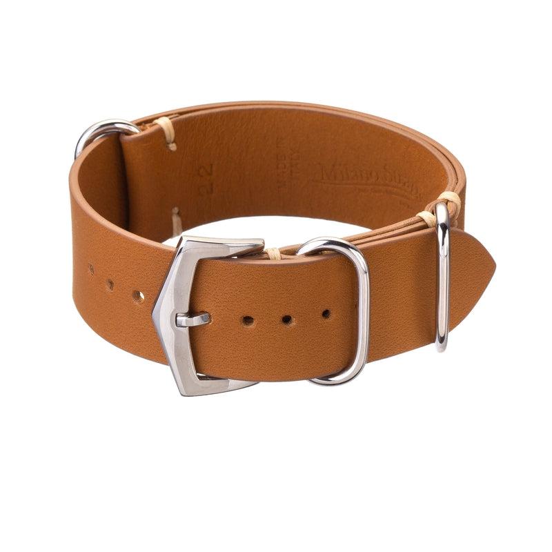 Military Natural Italian Leather Watch Strap showcasing classic style and durability, perfect for any watch collection.