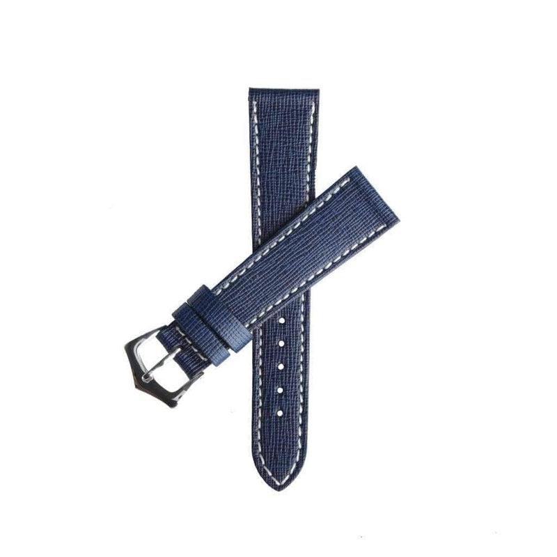 Navy Blue Saffiano Leather Watch Strap - Leather strap- Milano Straps