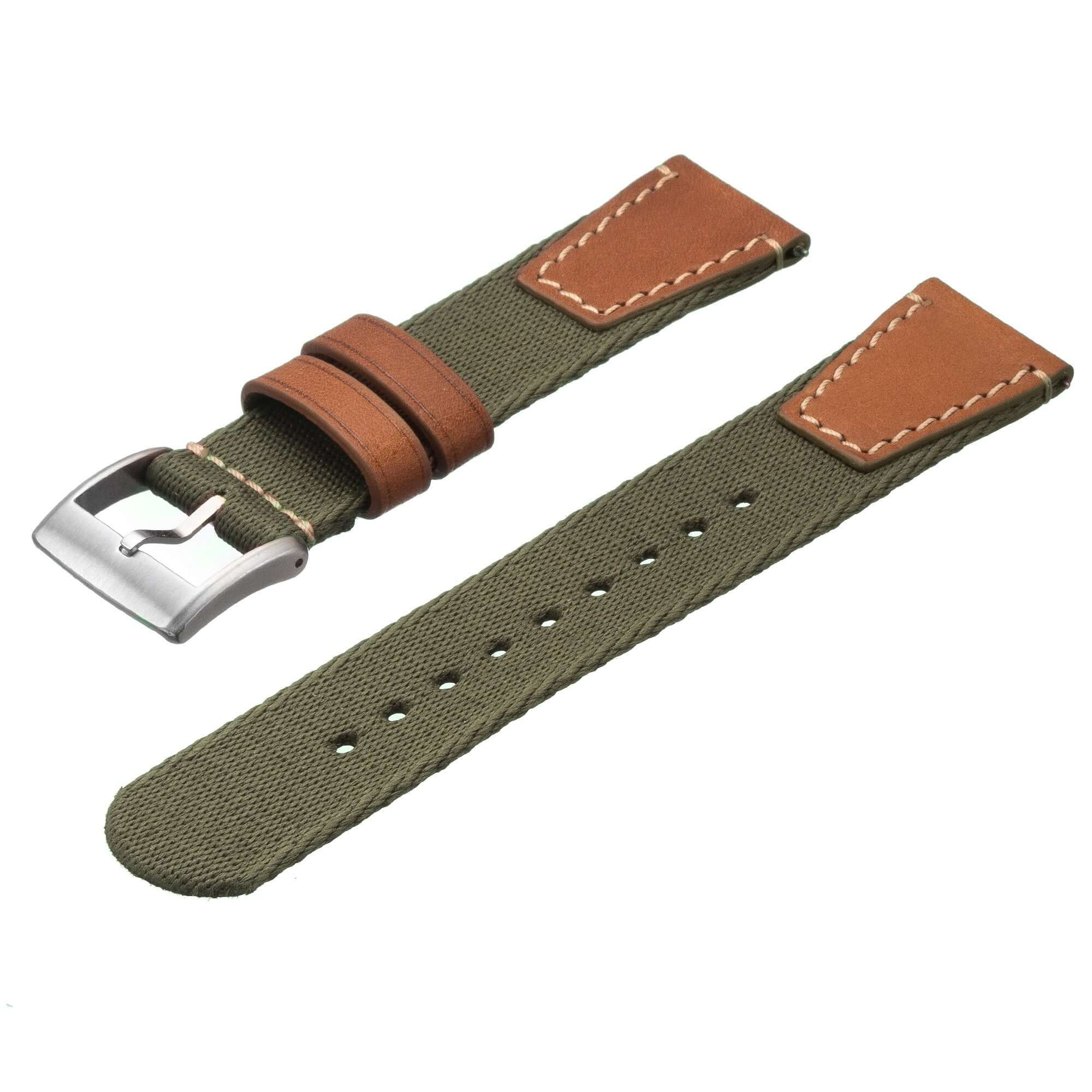 Apple Watch Leather Nylon Military Green Band