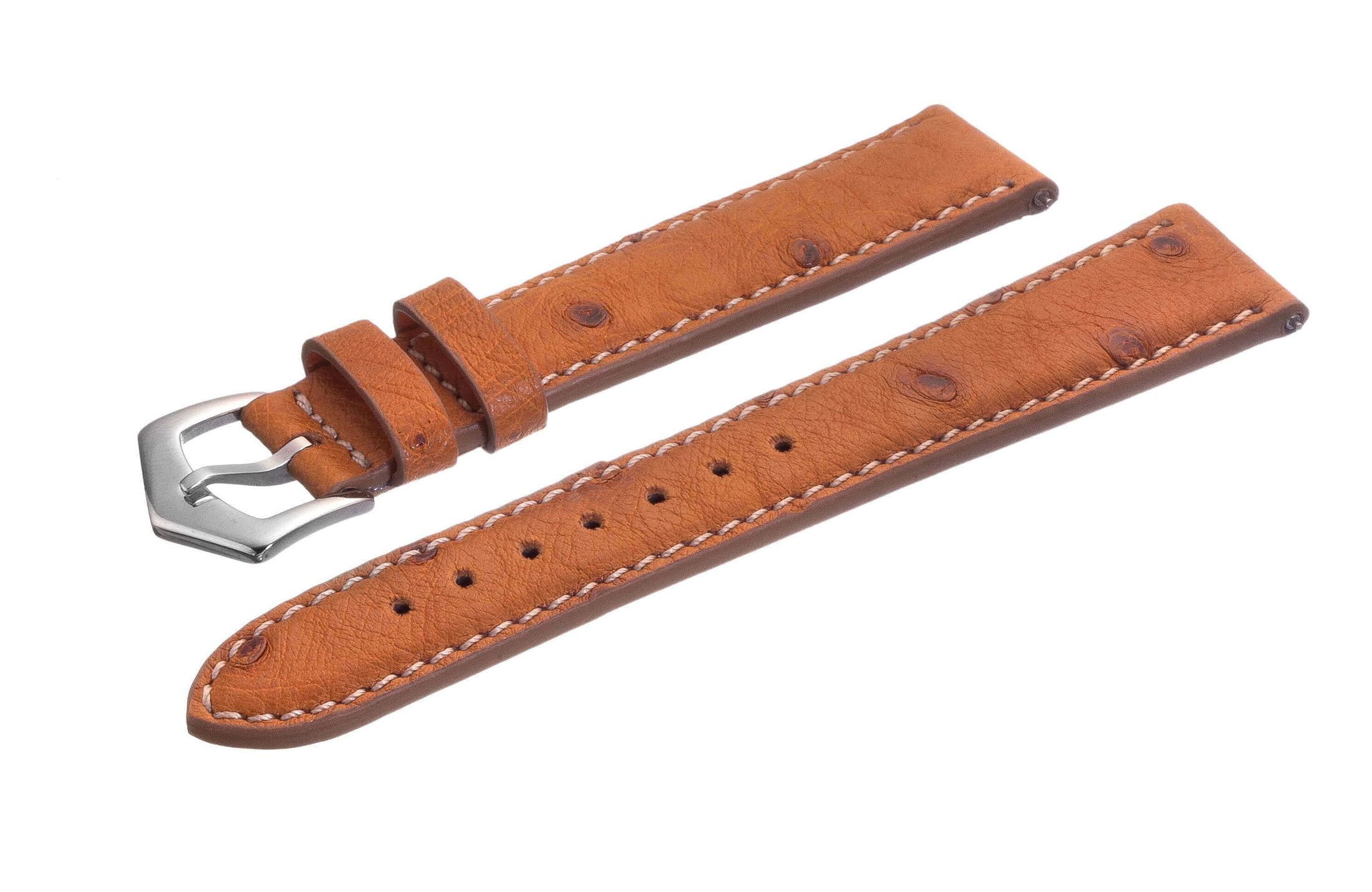 Premium Cognac Ostrich Apple Watch Strap