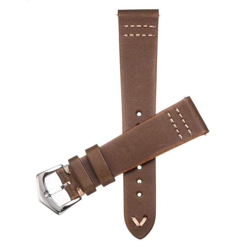 Olive Vintage Leather Watch Strap - Olive - Leather strap- Milano Straps