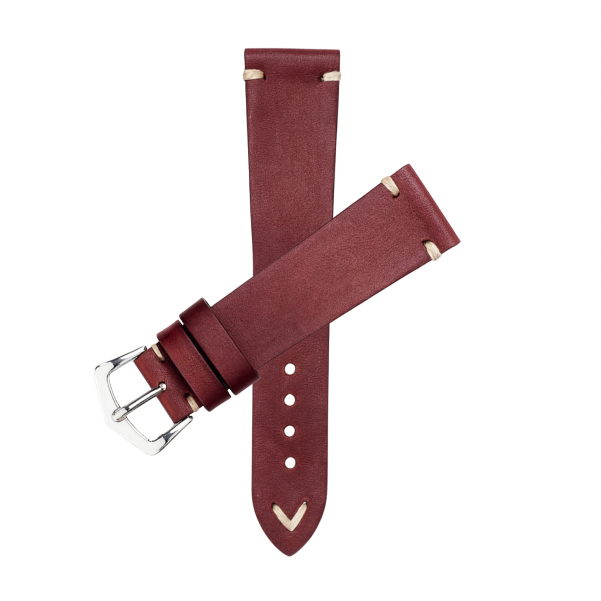 Oxblood Burgundy Leather Vintage Watch Strap - Burgundy