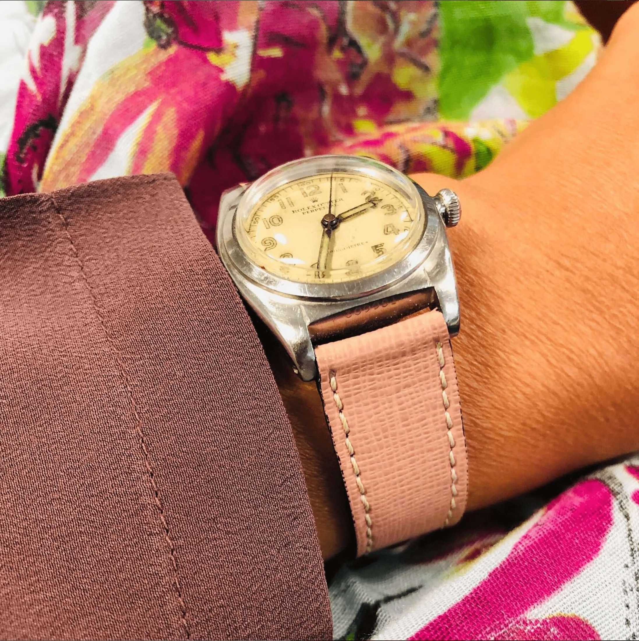 Pink Saffiano Leather Watch Strap - Leather strap- Milano Straps