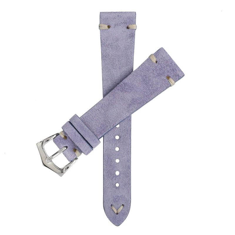 Purple Suede Vintage Leather Watch Strap - Suede strap- Milano Straps