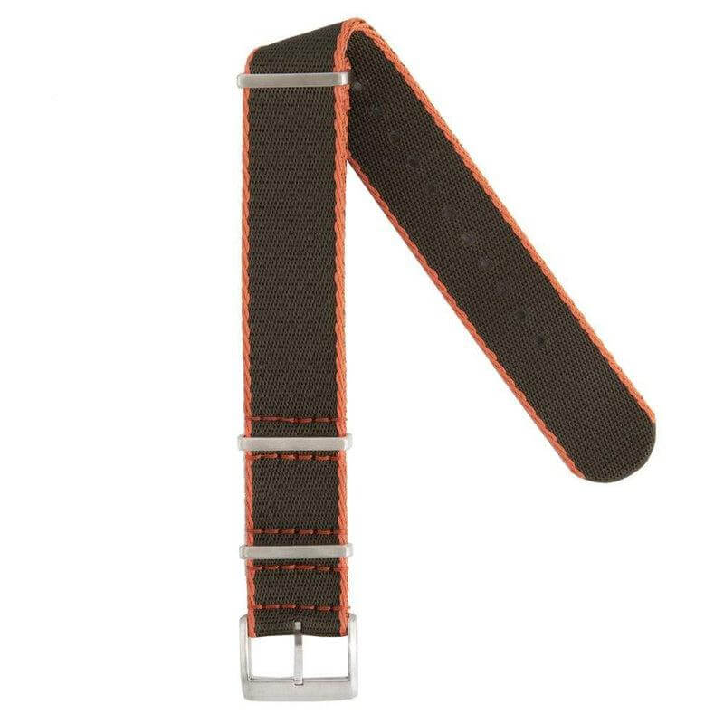 Eco-Friendly Nylon Military Watch Strap -  Black Orange Borders - Recycled Military Watch Straps- Milano Straps