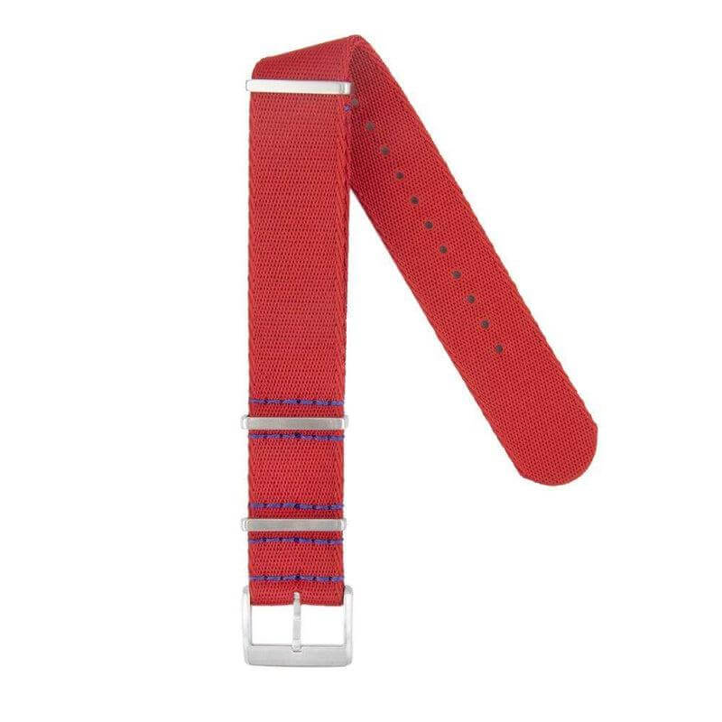 Eco-Friendly Nylon Military Watch Strap -  Red Blue Stitches - Recycled NATO straps- Milano Straps