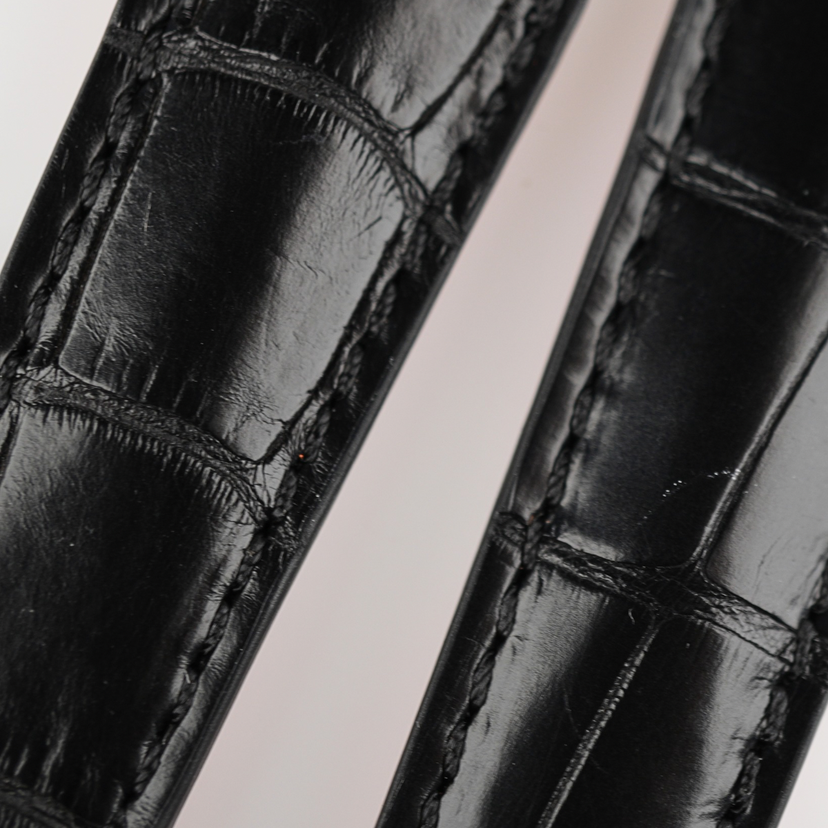 Italian Black Alligator Leather Strap for Rolex Daytona | Black Stitching