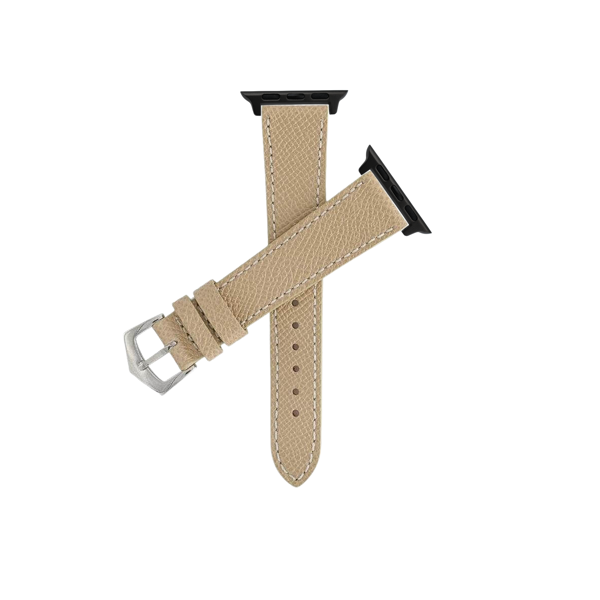 Apple Watch Leather Band Sand Hammered Calfskin Ecru Stitches