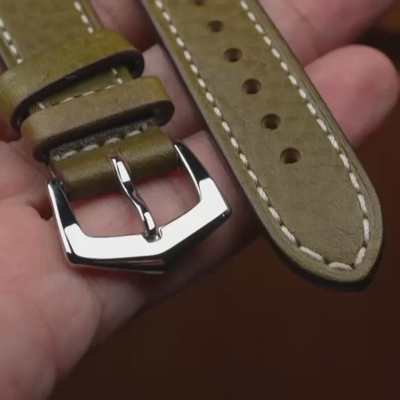 Olive Leather Watch Strap