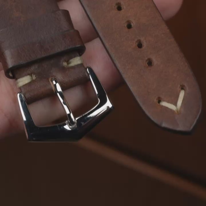 brown leather vintage watch strap