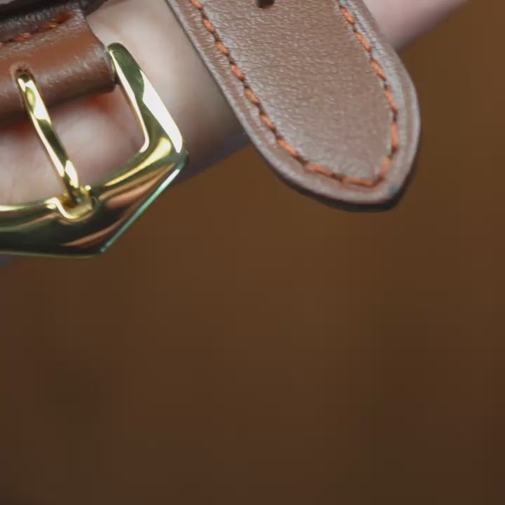 Brown leather watch strap