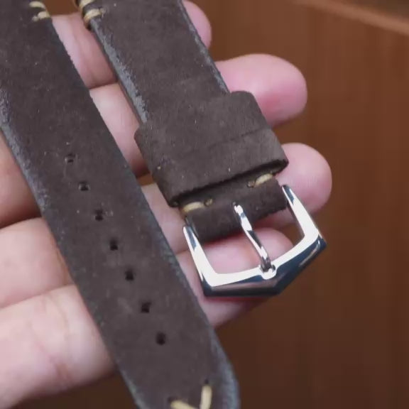 dark brown vintage leather watch strap