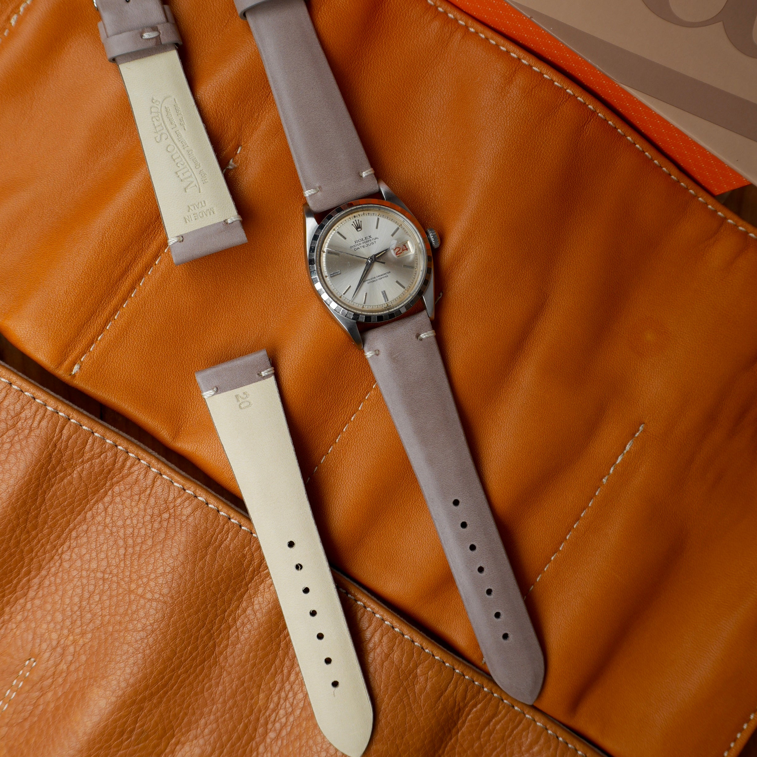 Taupe Vintage Leather Watch Strap
