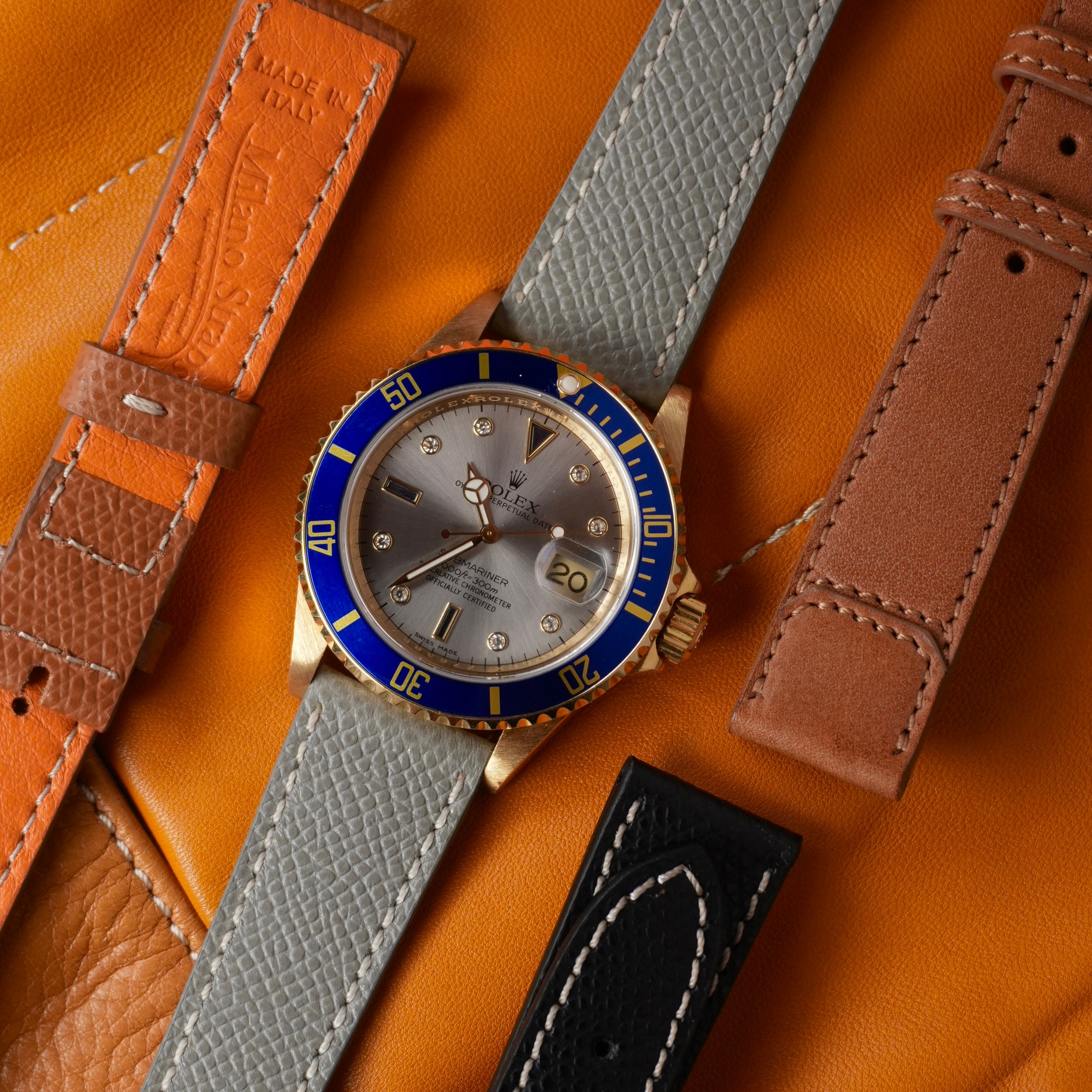 Light Blue Saffiano Leather Watch Strap