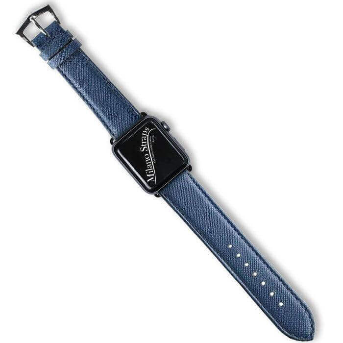 Apple Watch Leather Band ™ Blue Saffiano Tone Stitches - Apple Watch Leather Straps- Milano Straps