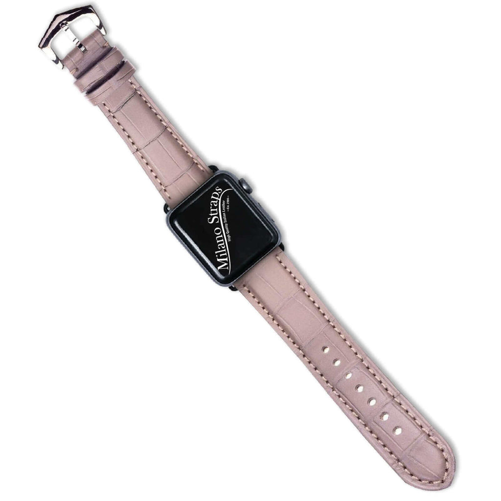 Apple Watch Leather Band ™ Grey Matt Alligator Watch Strap - Apple Watch Alligator Bands- Milano Straps