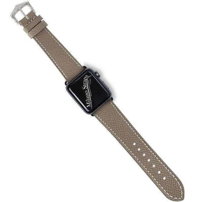 Apple Watch Leather Band ™ Hammered Toupe Ecru Stitches - Apple Watch Leather Straps- Milano Straps