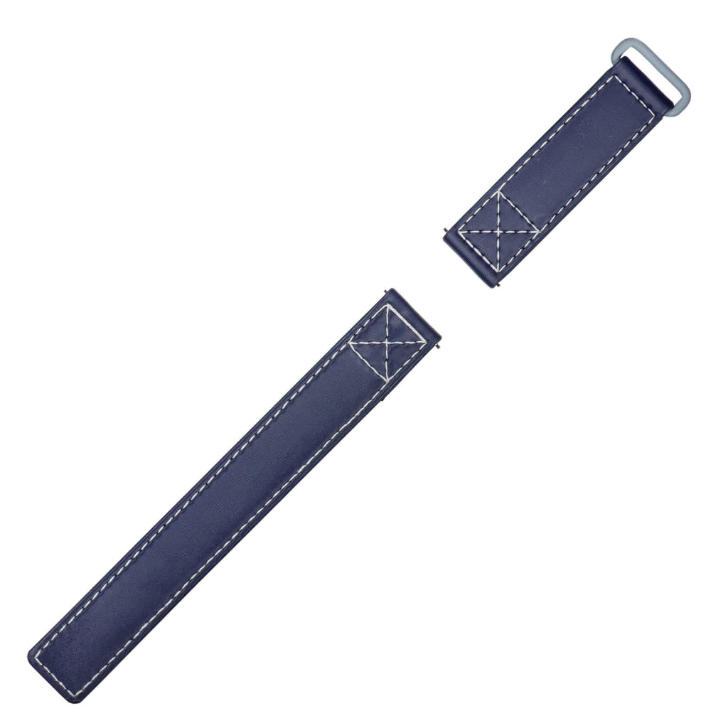 Blue Velcro® Watch Band Ecru Stitches 20mm - Velco® watch bands- Milano Straps