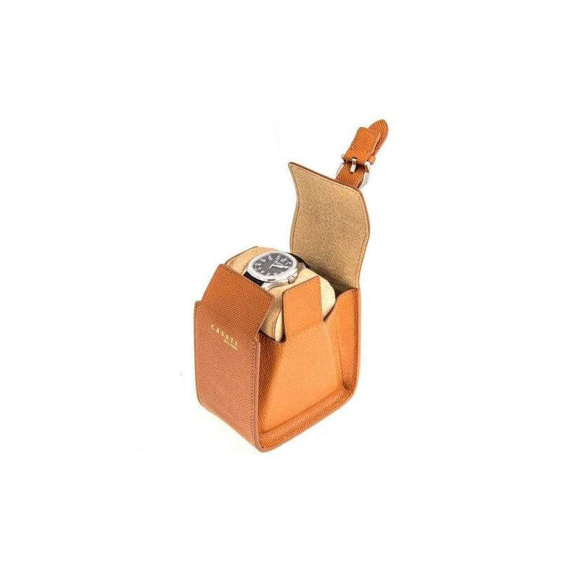 Casati Milano Travel Case Triangular Epsom Leather Brown - Travel Case- Milano Straps