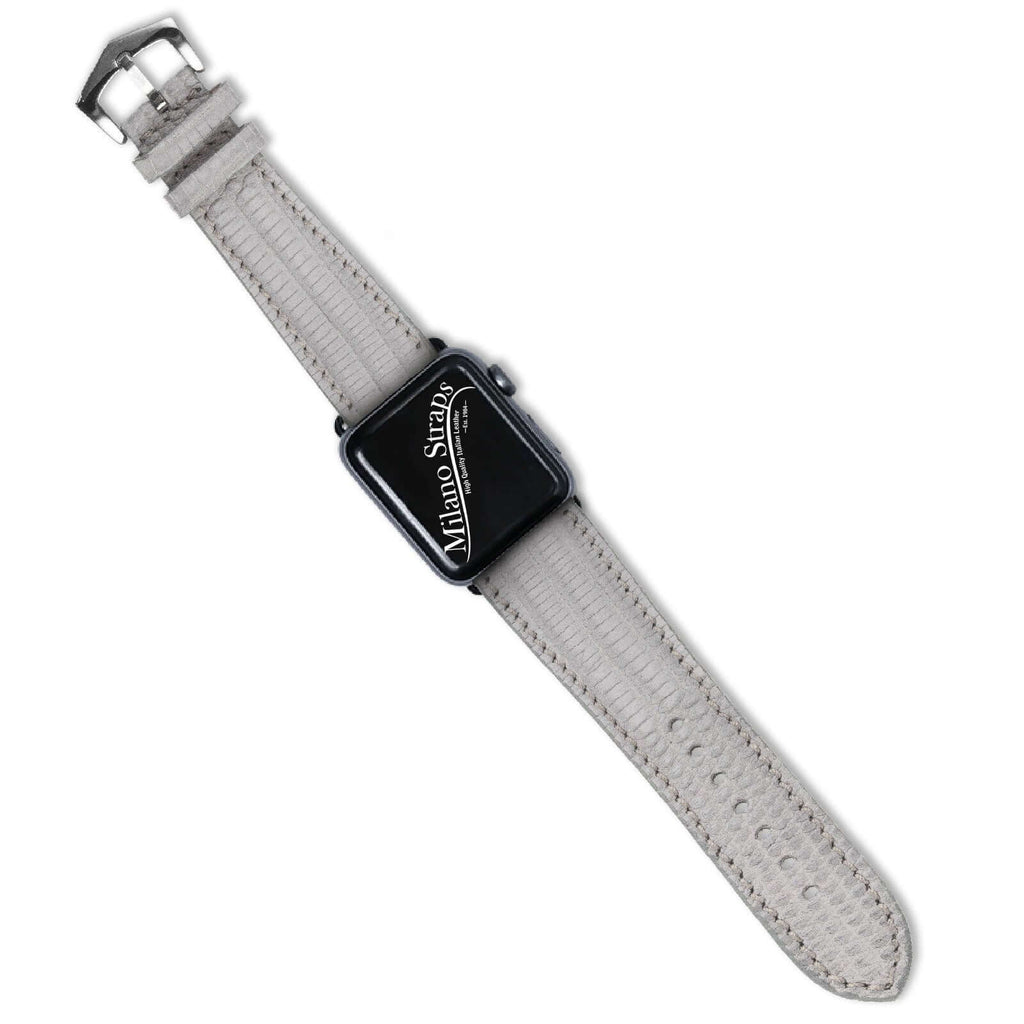 Grey Lizard Apple Watch Leather Band  | Watch Bands - Apple Watch Lizard Bands- Milano Straps