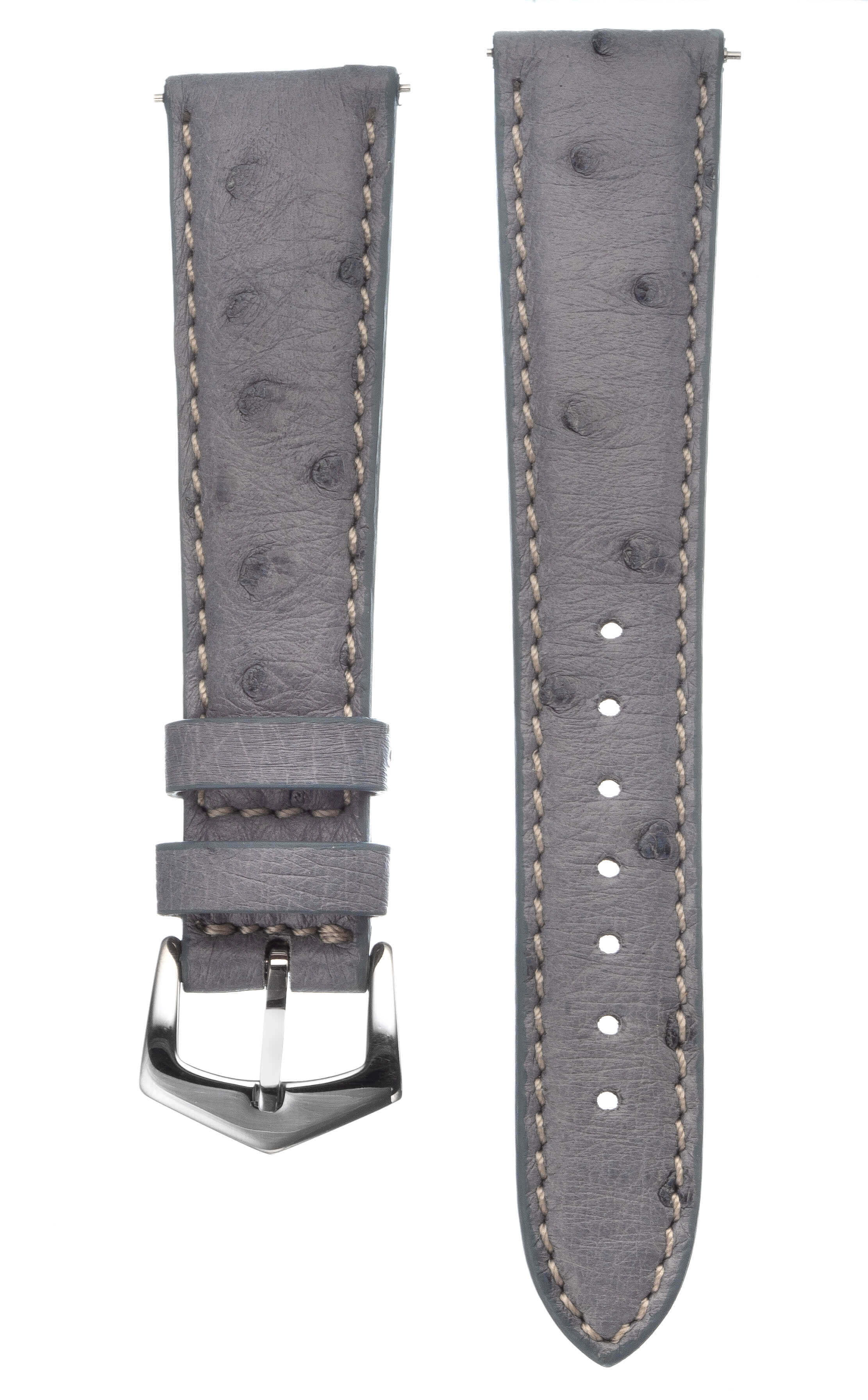 Grey Ostrich Leather Watch Band Milano Straps