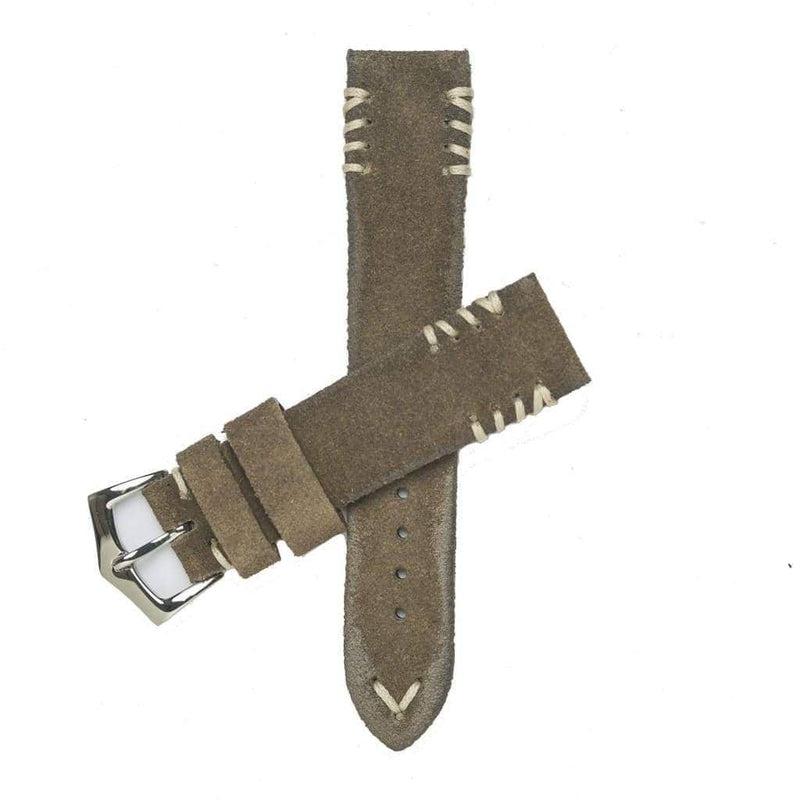 Grey Vintage Suede Tribal Stitches Watch Strap - Suede strap- Milano Straps