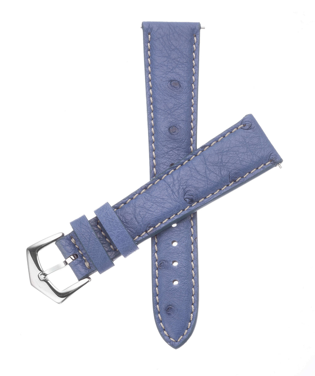 Light Blue Ostrich Leather Watch Band - Leather strap- Milano Straps