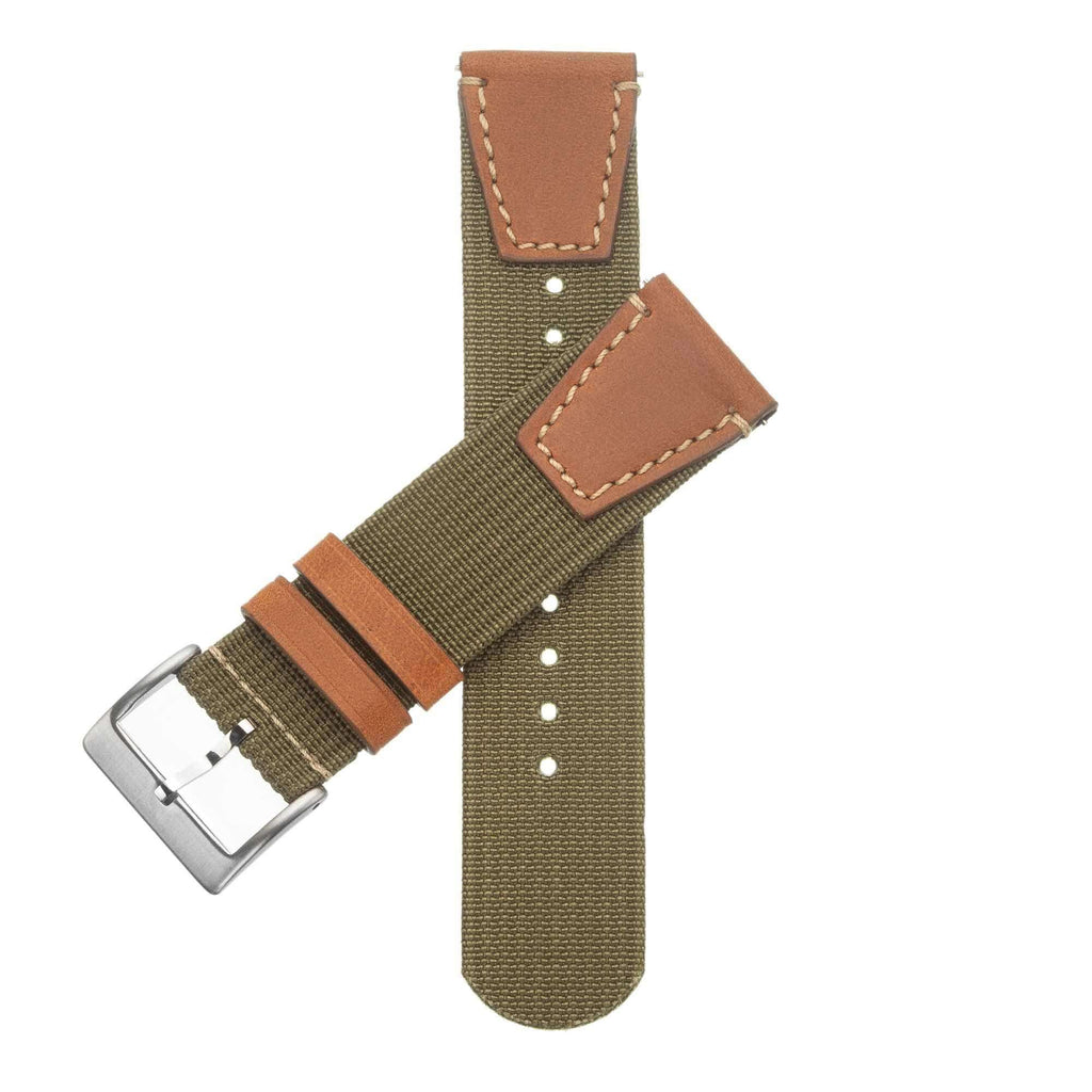 Eco-Friendly Military Green Two Piece Strap - Military Watch Strap- Milano Straps