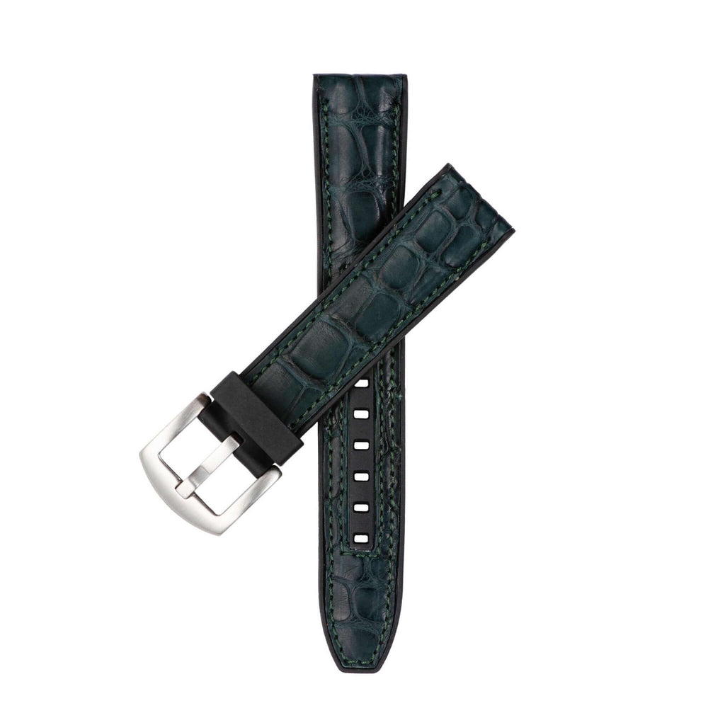 Olive Matt Alligator Watch Rubber Band - Rubber Strap- Milano Straps