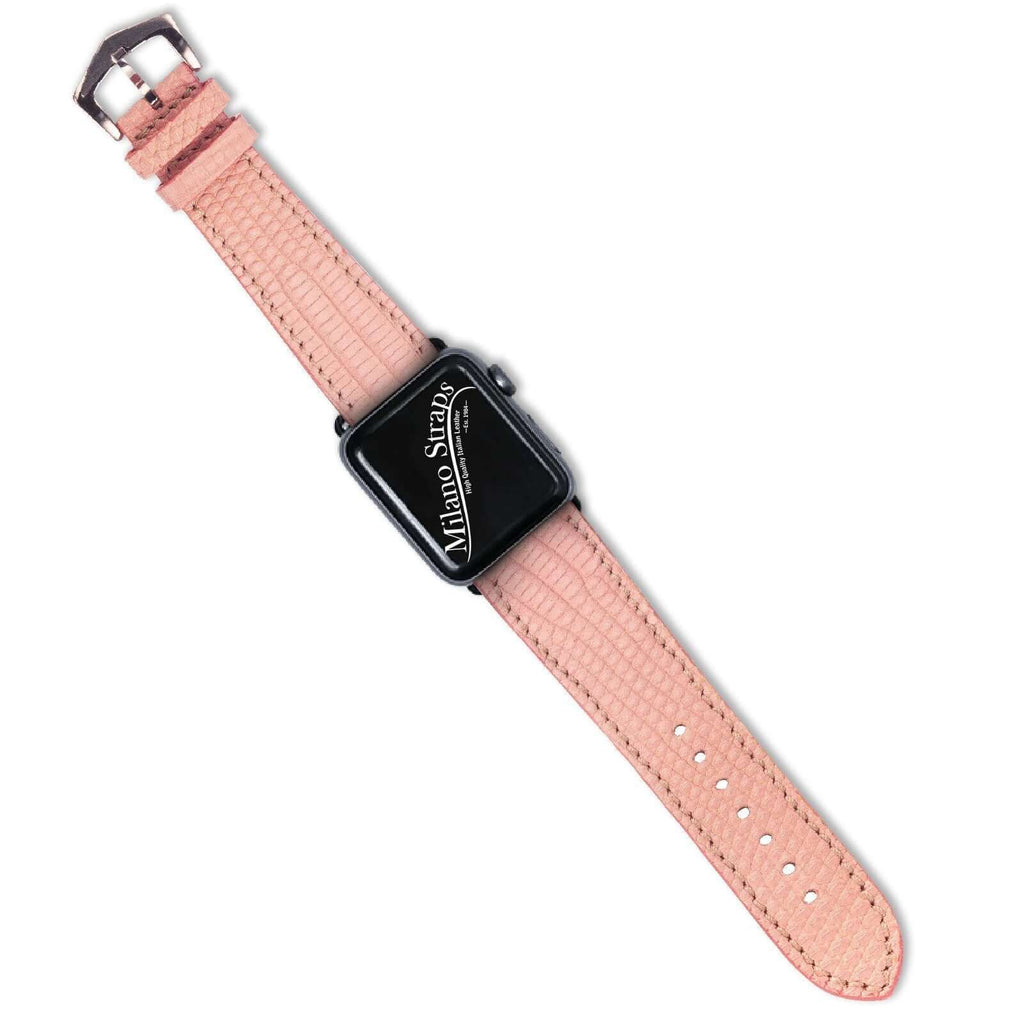 Pink Lizard Apple Watch Leather Band - Apple Watch Lizard Bands- Milano Straps